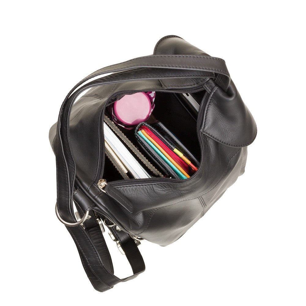 Abbie Leather Backpack – Black