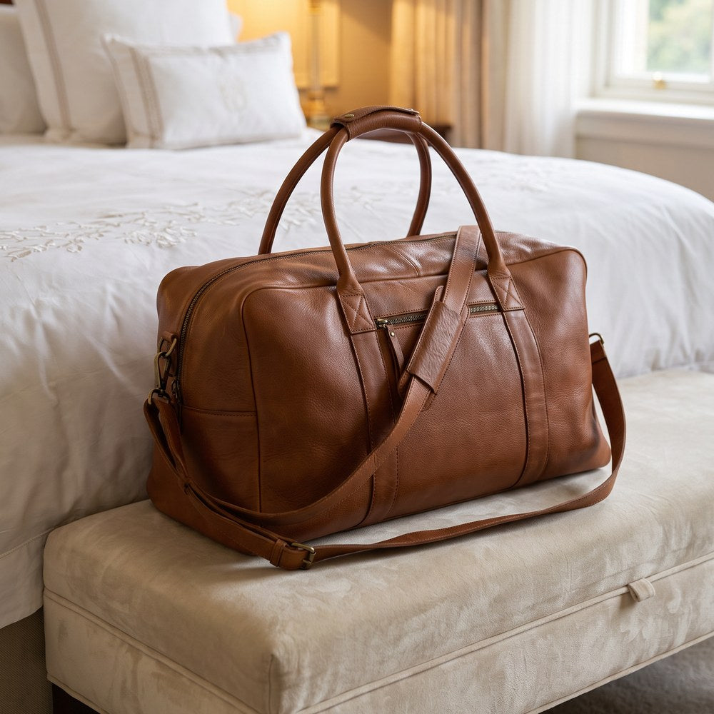Walnut Leather Overnight Bag