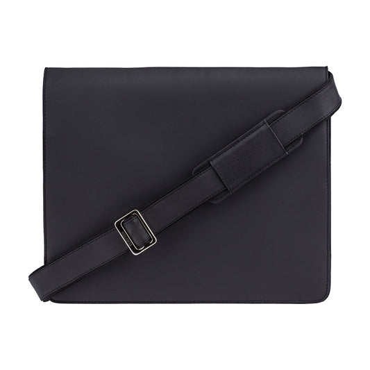 Harvard Large Leather Messenger Bag – Black