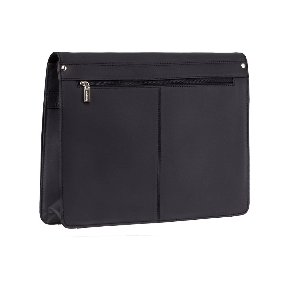 Harvard Large Leather Messenger Bag – Black