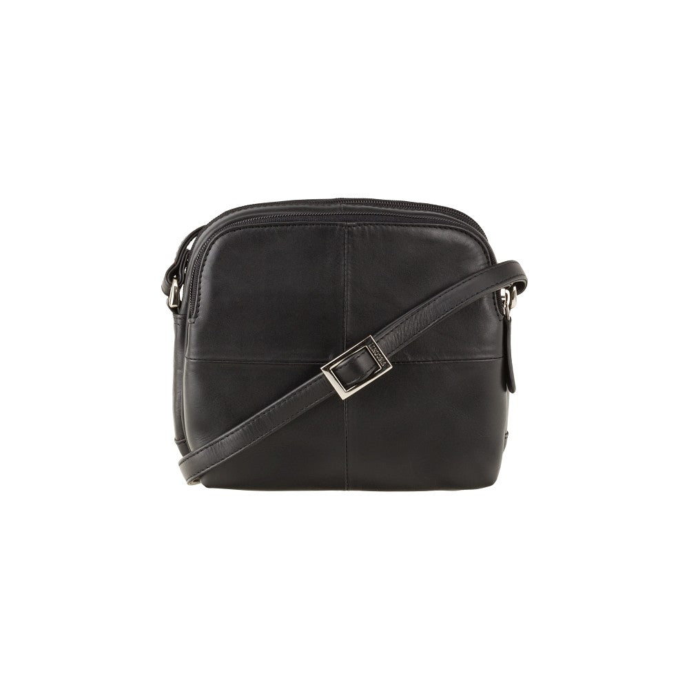 Holly Leather 3-Zip Sling Bag – Black