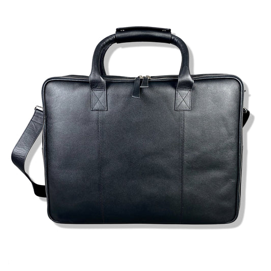 Black Leather Laptop Carry-All Bag