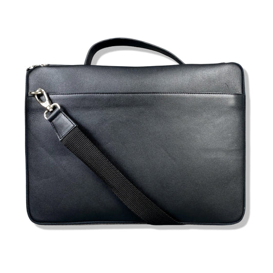 Black Leather Laptop Sleeve Bag