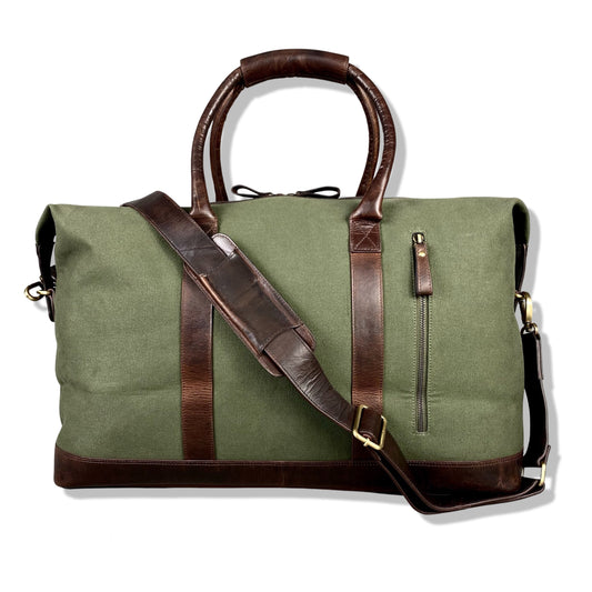 Canvas Weekend Holdall With Leather Trim