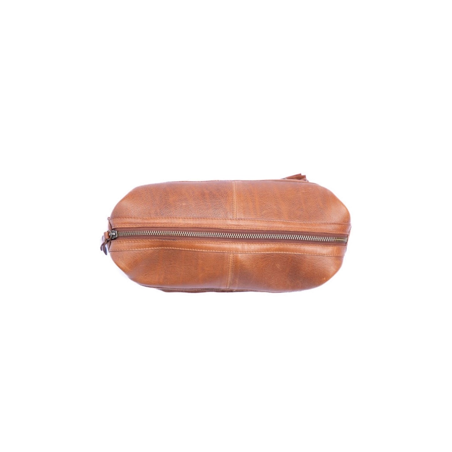 Walnut Leather Open Top Wash Bag