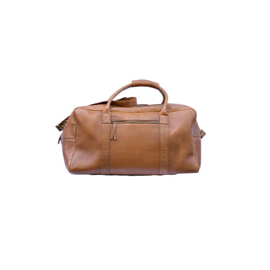 Men's Leather Travel Overnight Bag In Walnut
