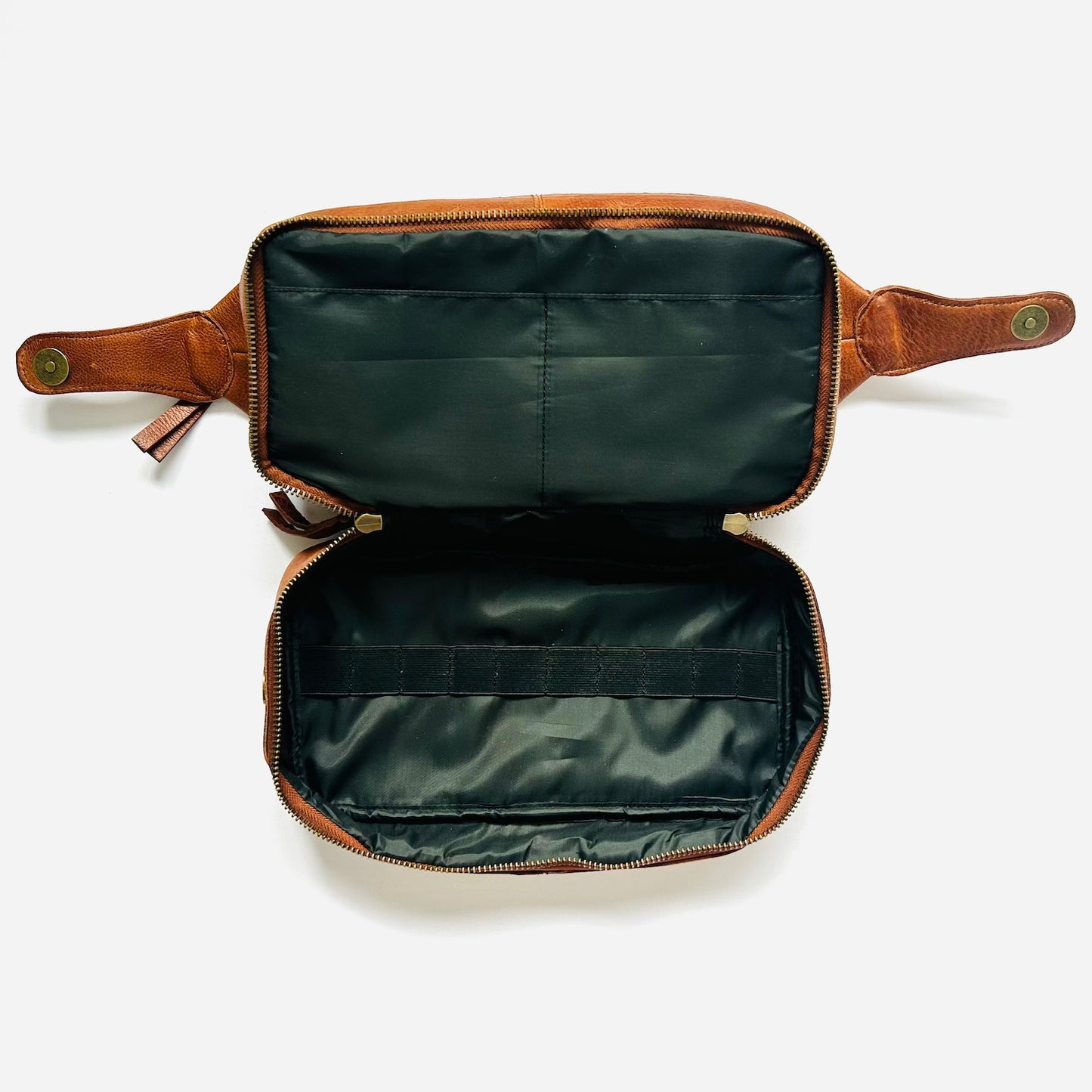Walnut Leather Open Top Wash Bag