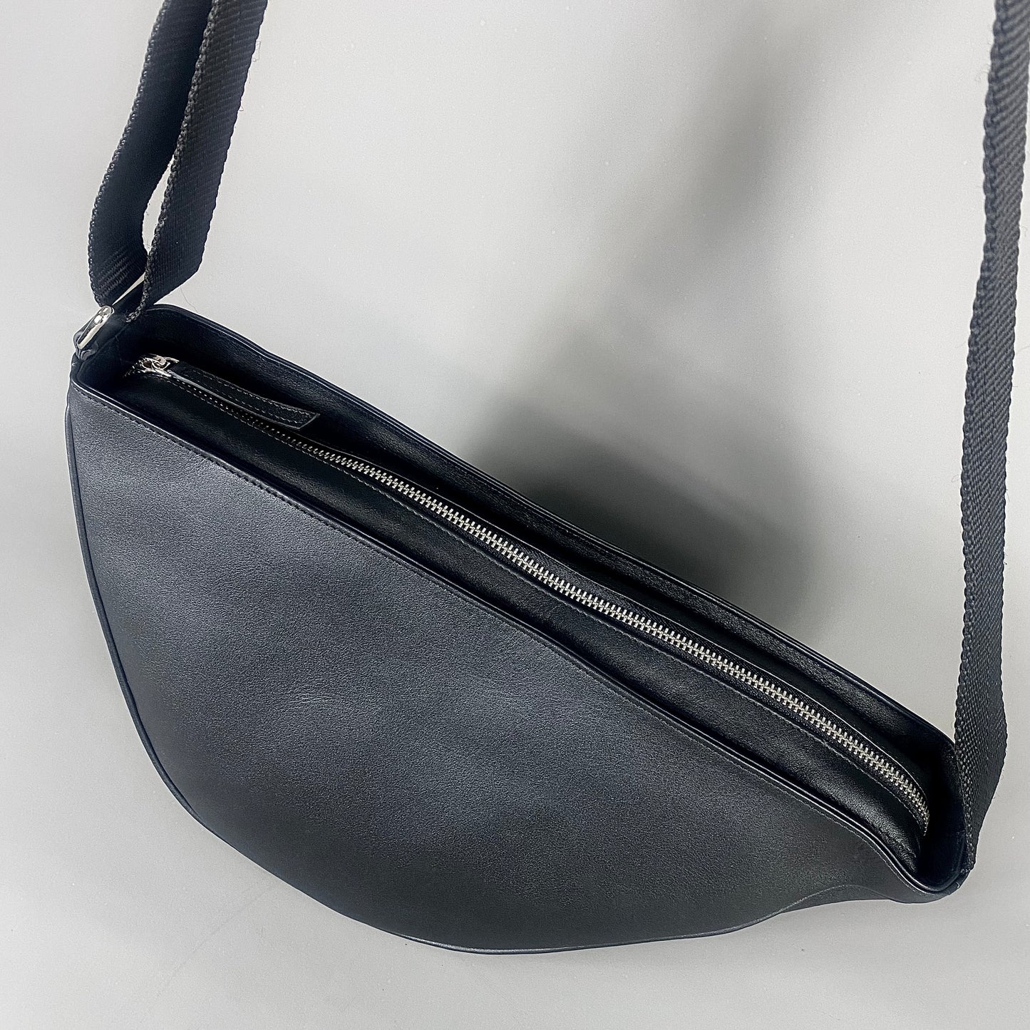 Black Leather Cross Body Sling Bag