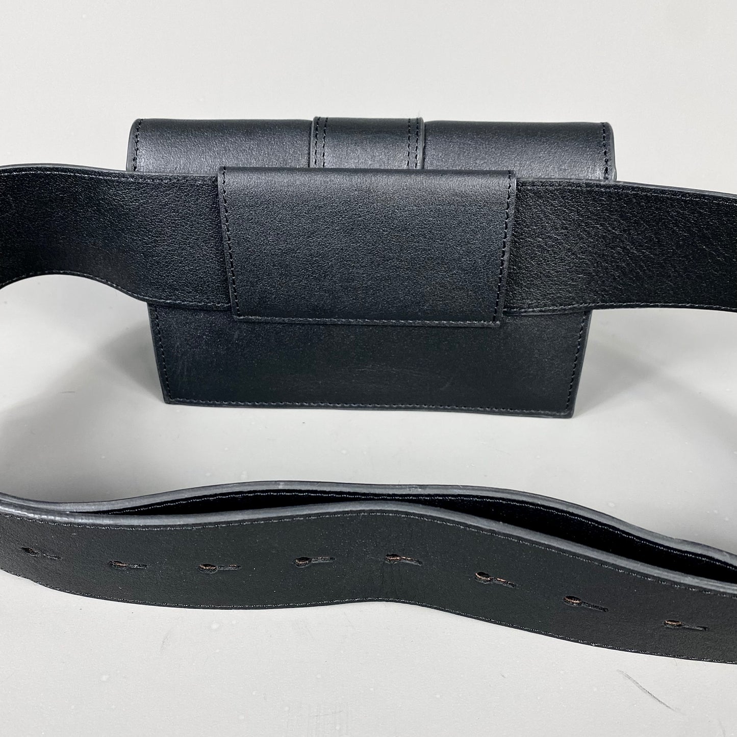 Black Leather Mini Belt Bag