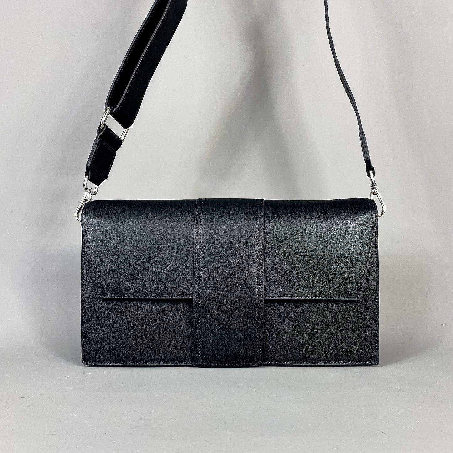 Black Leather Crossbody Handbag