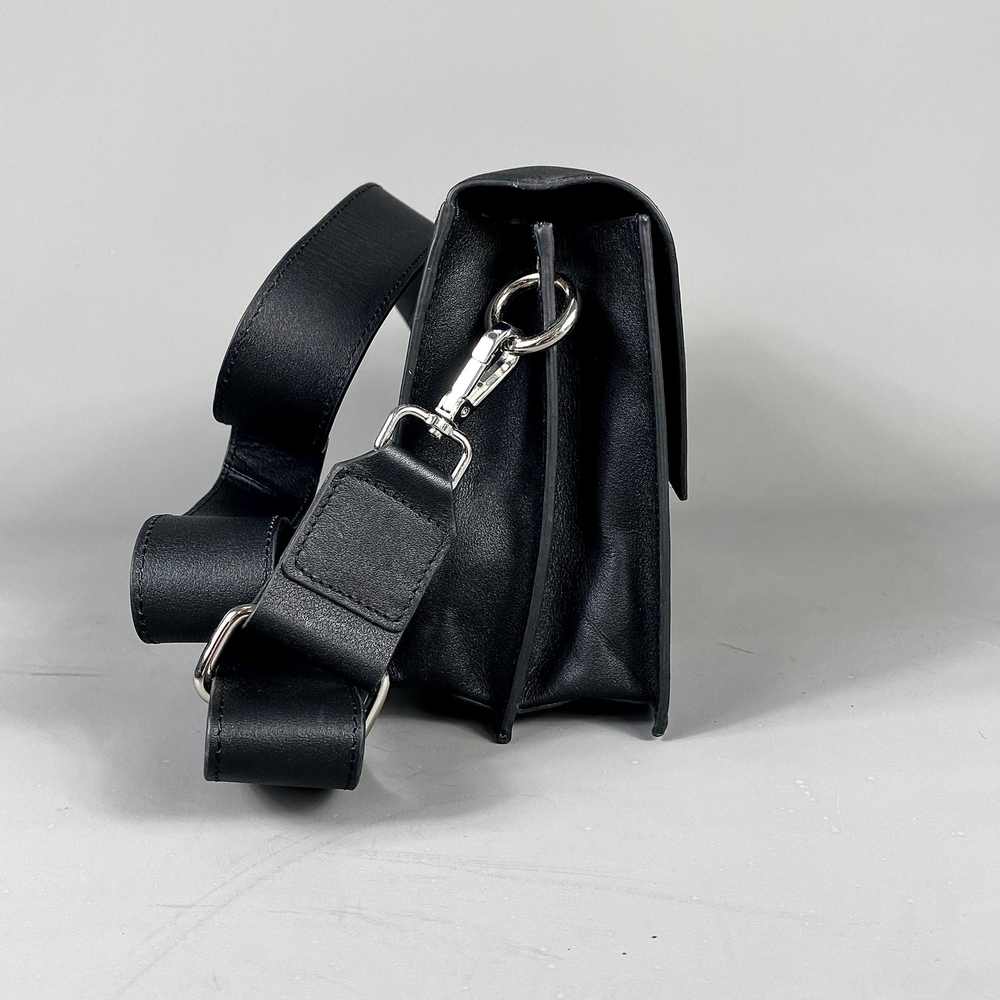 Black Leather Crossbody Handbag