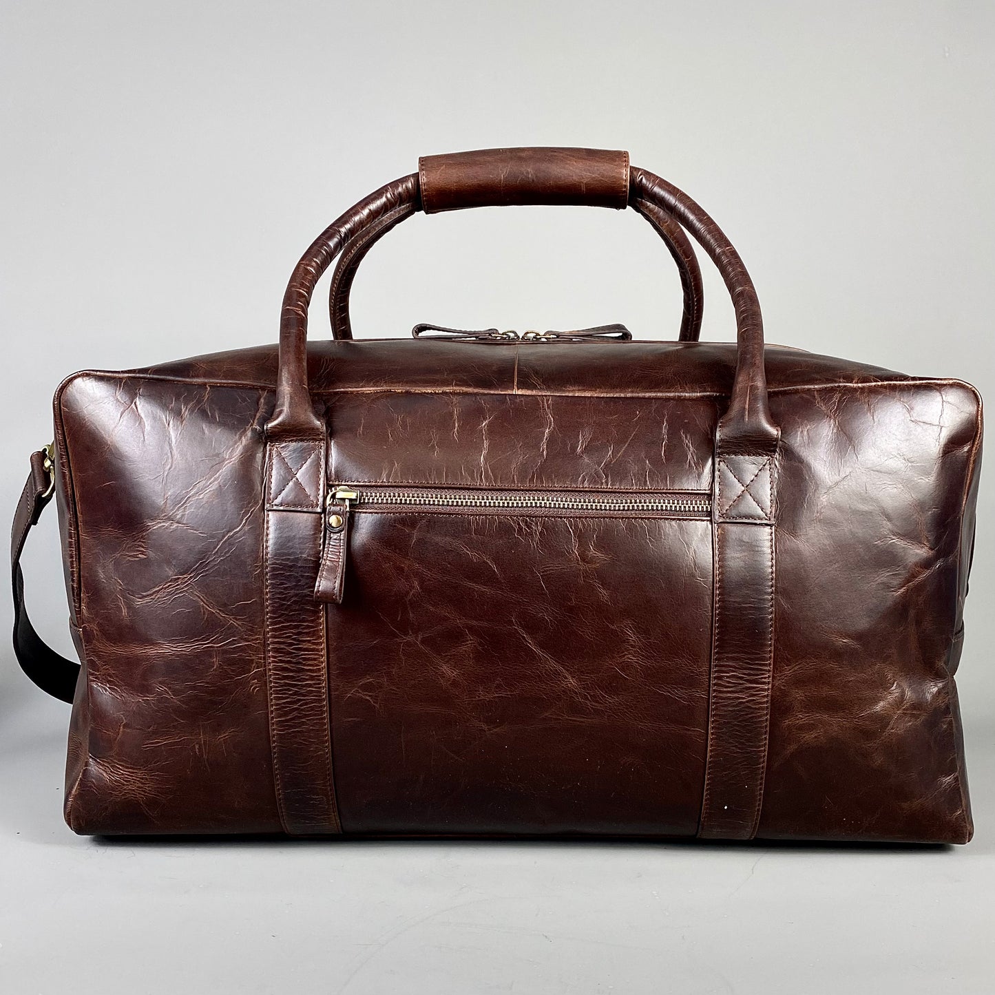 Large Cognac Leather Weekend Holdall