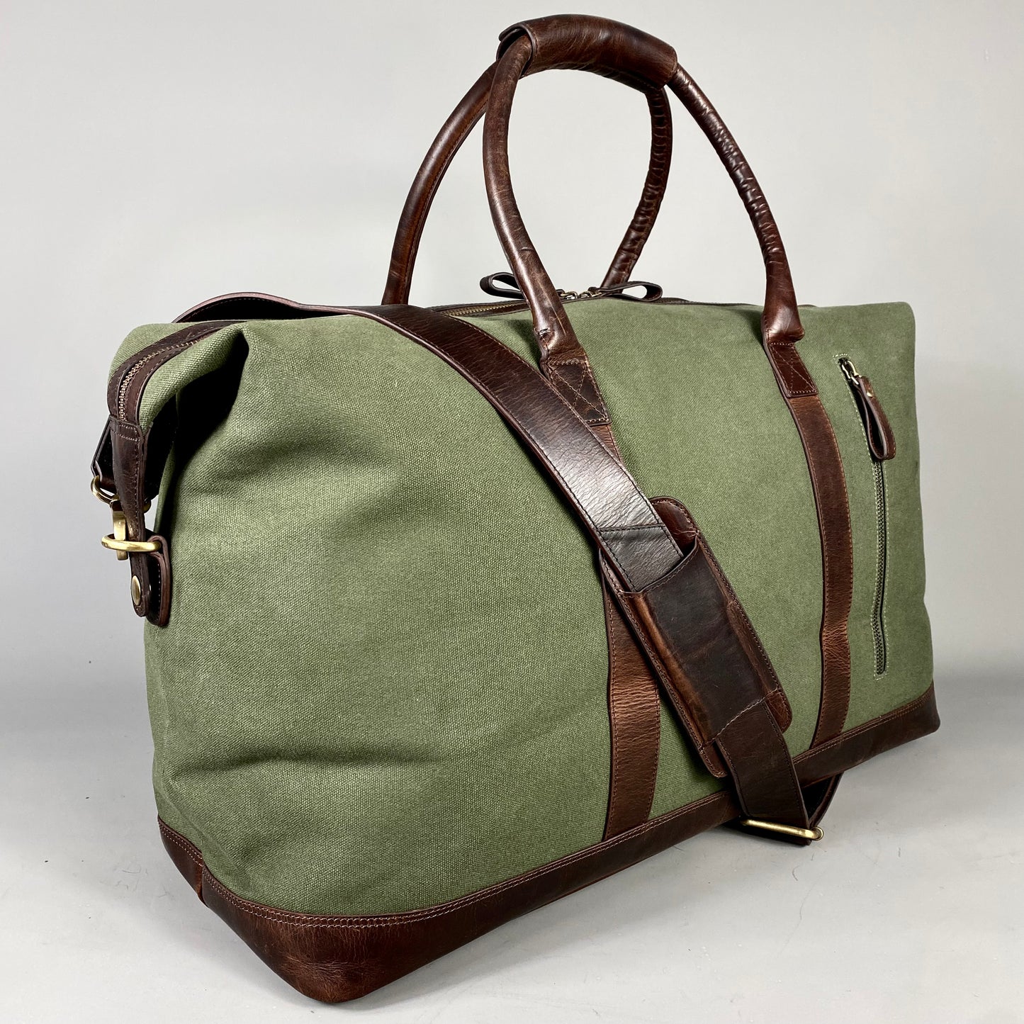 Canvas Weekend Holdall With Leather Trim