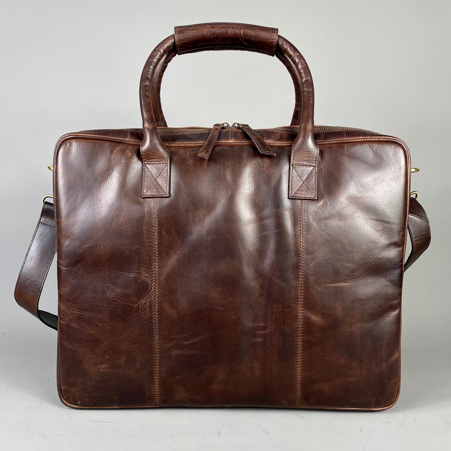 Cognac Leather Laptop Carry-All Bag