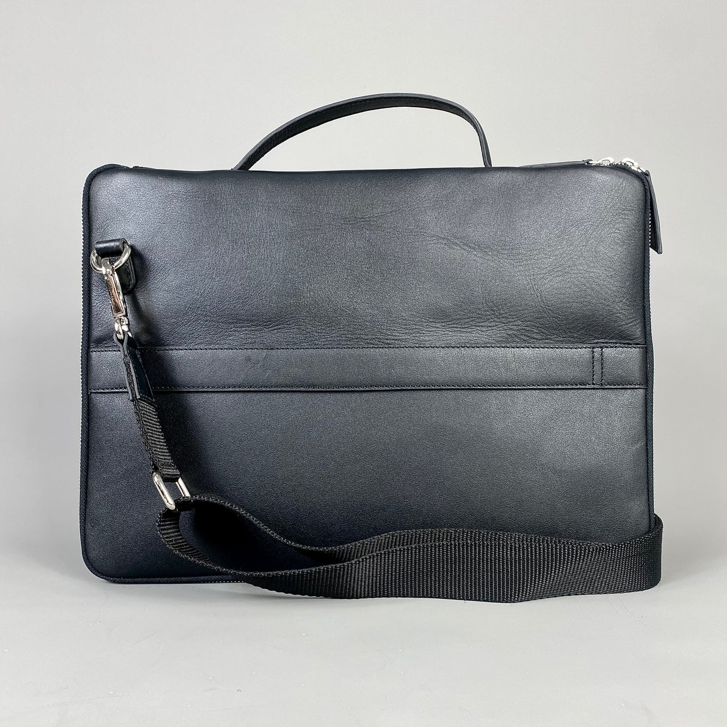 Black Leather Laptop Sleeve Bag