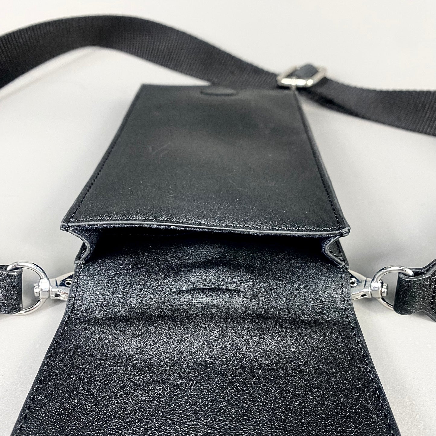 Black Leather Mini Cross Body Phone Bag