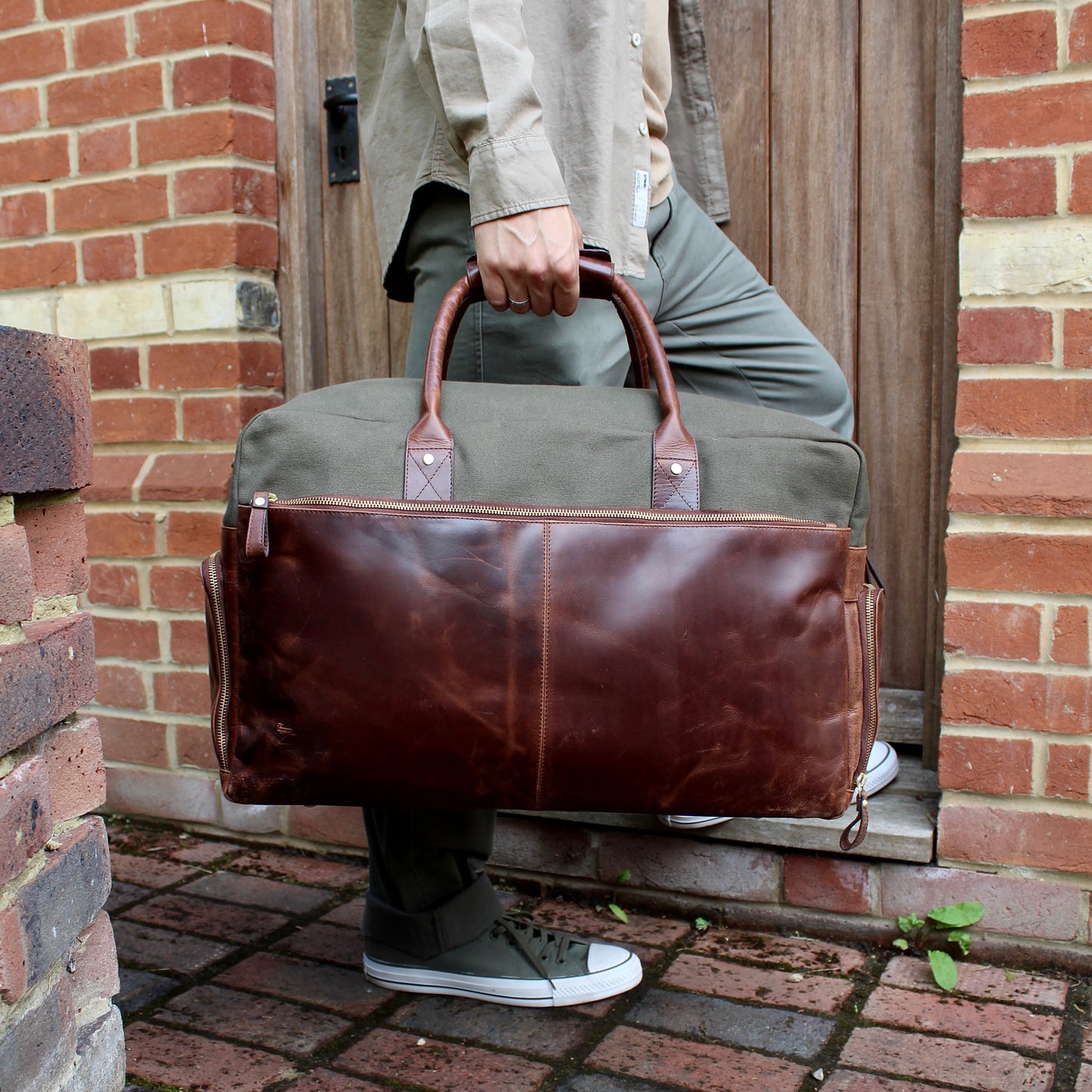 Leather & Canvas Mix Weekend Holdall