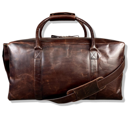 Large Cognac Leather Weekend Holdall