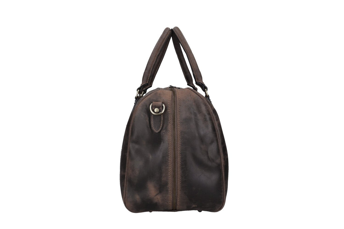 Dark Brown Leather Weekend Holdall