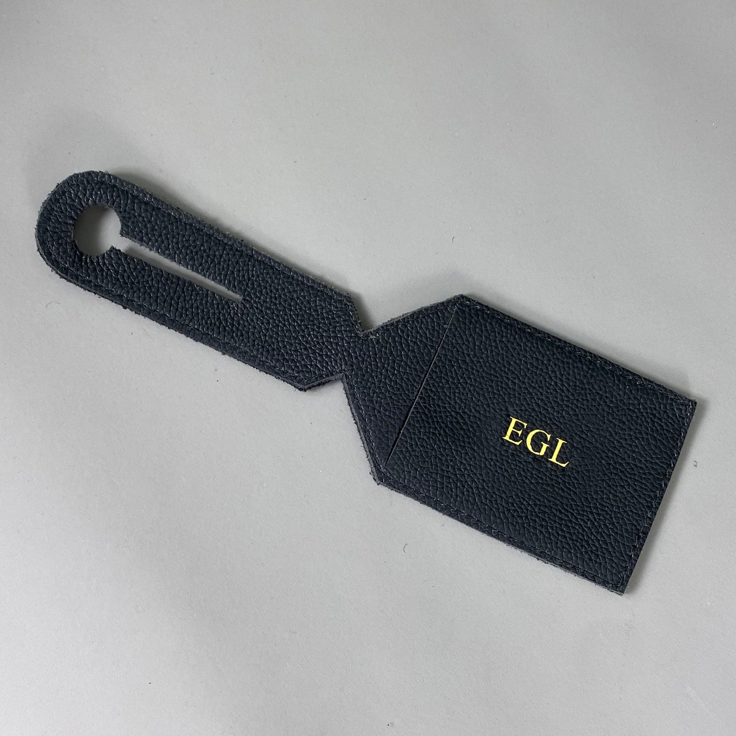 LeatherCo Black Leather Personalised Luggage Tag