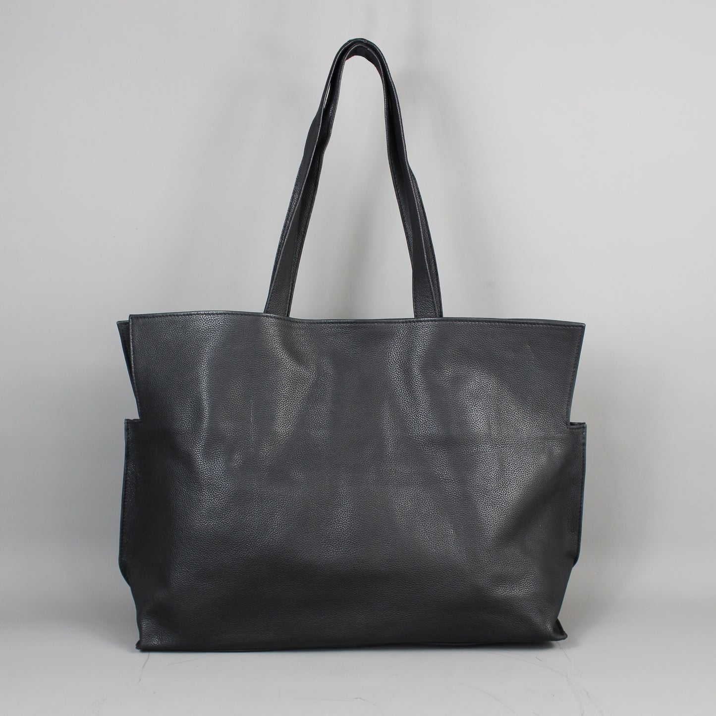 LeatherCo Large Black Leather Tote Bag