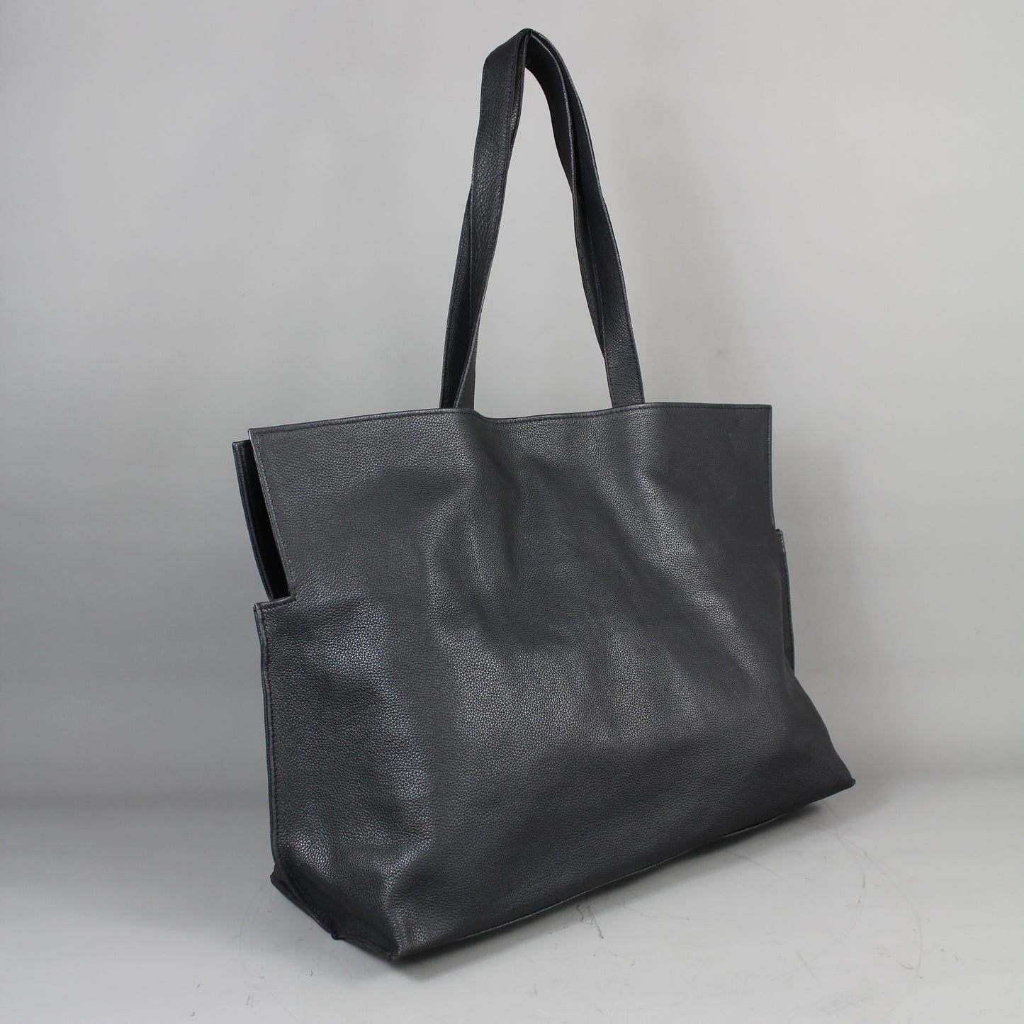 LeatherCo Large Black Leather Tote Bag