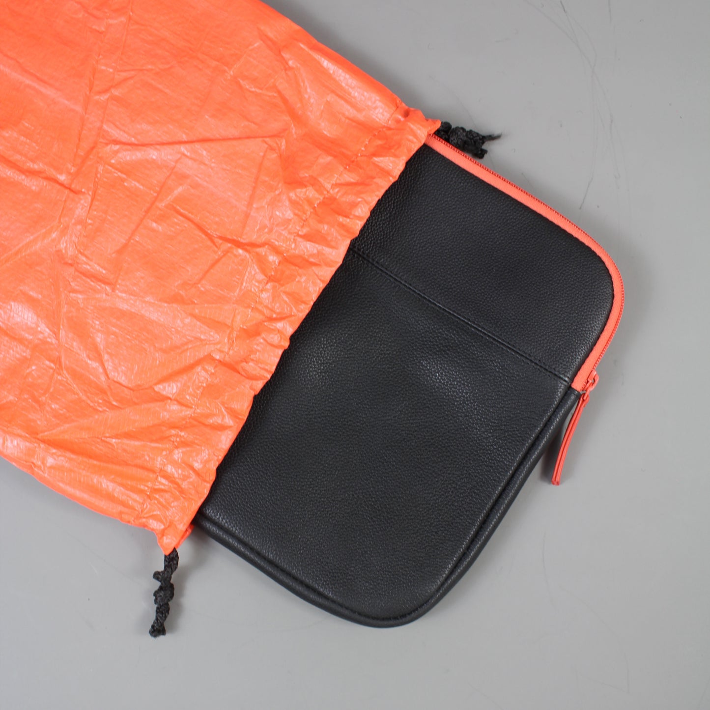 LeatherCo Black Leather Laptop Case With Orange Zip