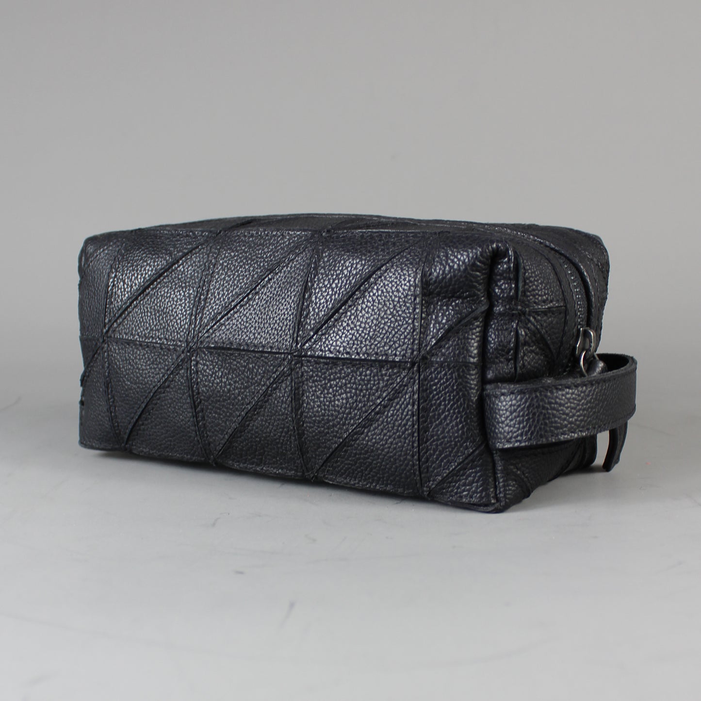 LeatherCo Black Salvaged Leather Cosmetics Bag