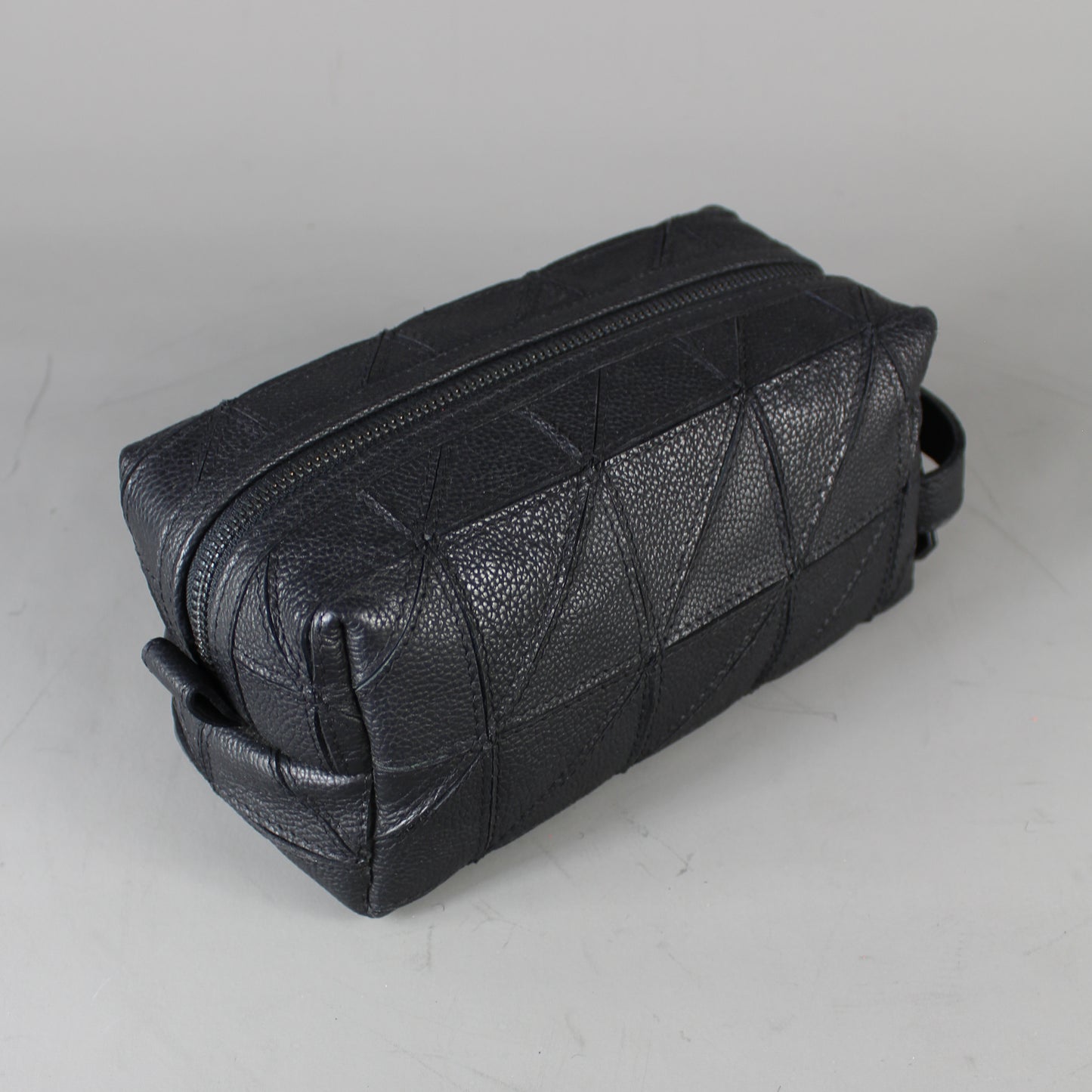 LeatherCo Black Salvaged Leather Cosmetics Bag