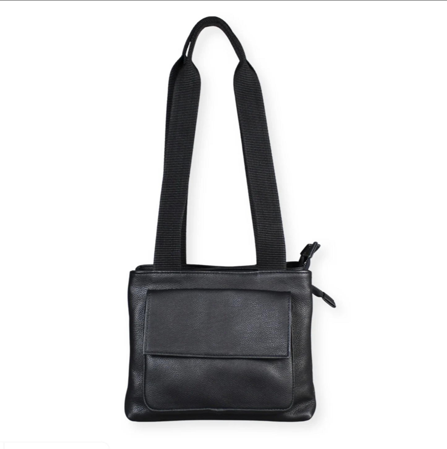 LeatherCo Black Leather Zip Tote Bag With Gunmetal Zips