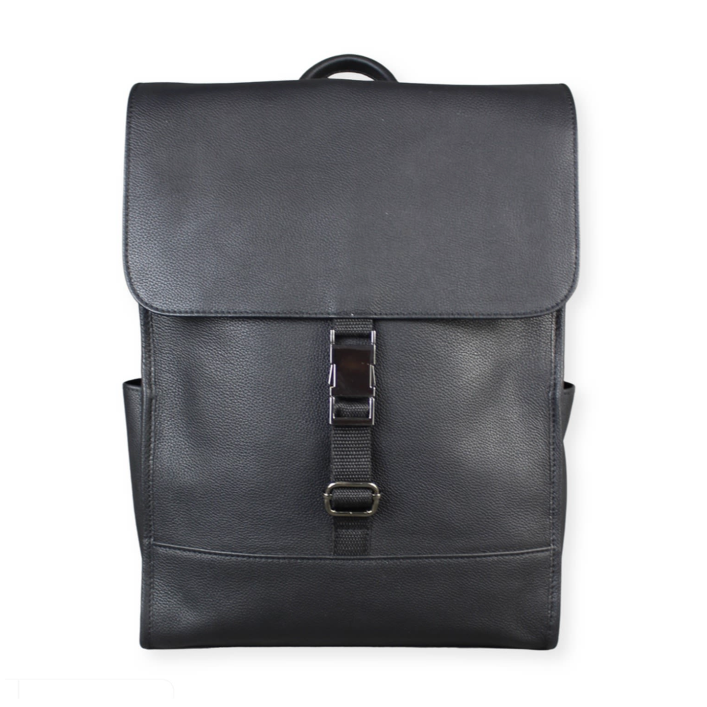 LeatherCo Black Leather Laptop Backpack Bag With Gunmetal Zip