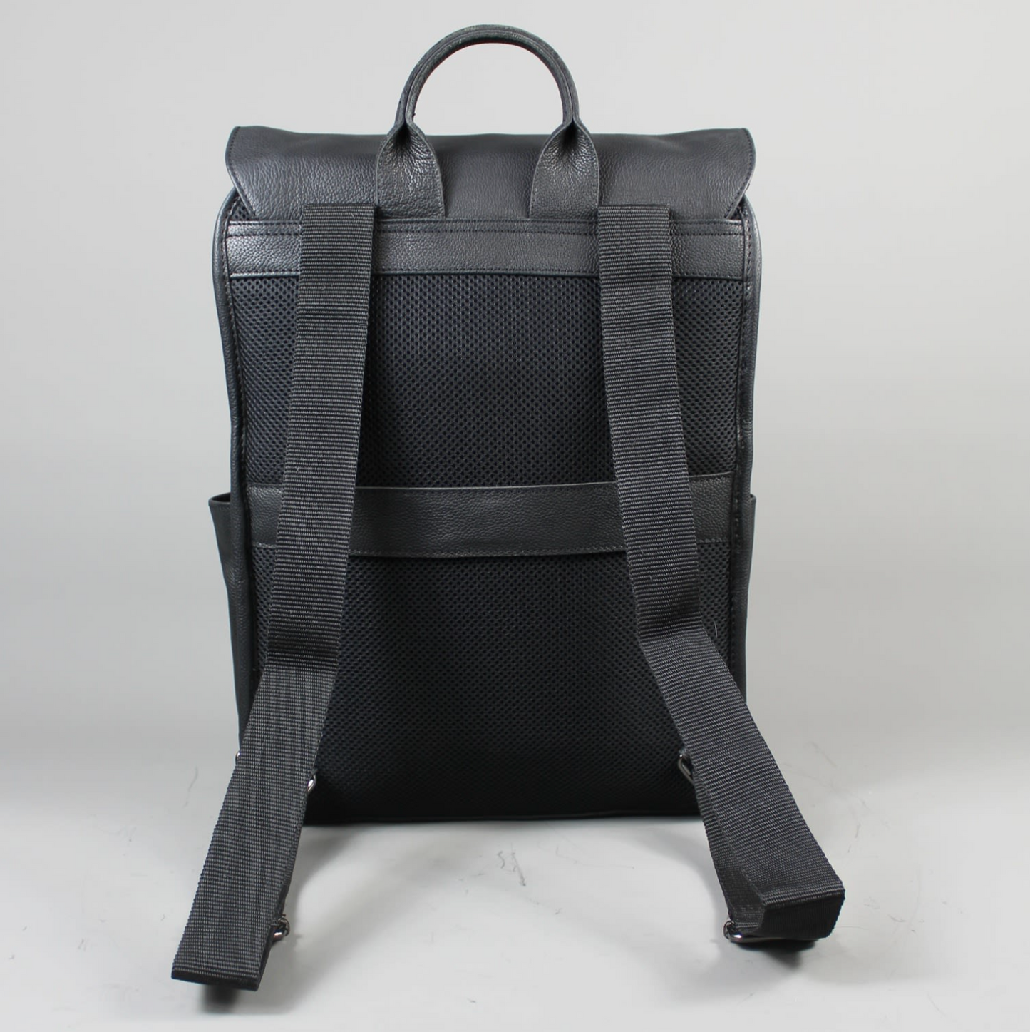 LeatherCo Black Leather Laptop Backpack Bag With Gunmetal Zip