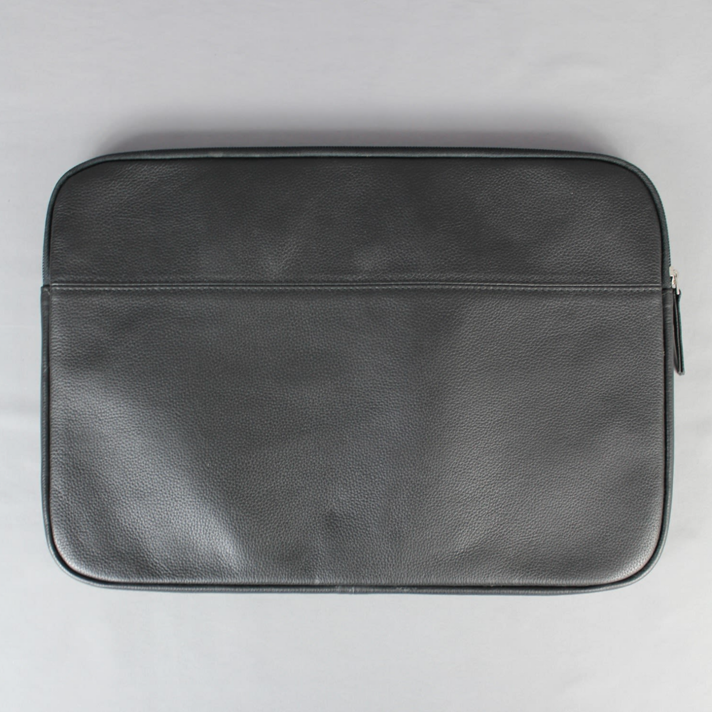 LeatherCo Black Leather Laptop Case With Gunmetal Zip