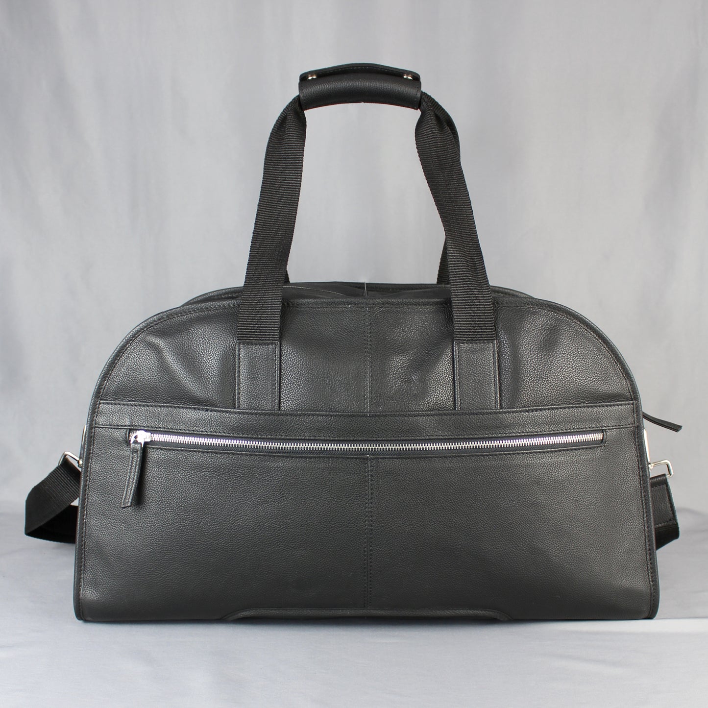 LeatherCo Black Leather Laptop Weekend Bag With Gunmetal Zip