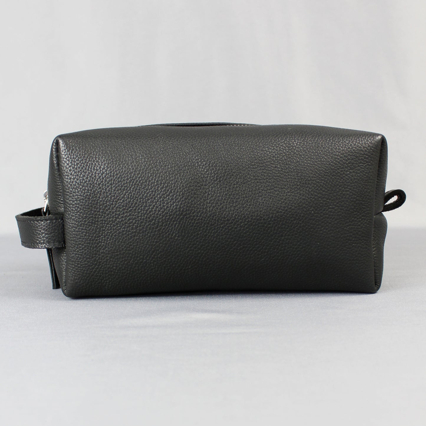 LeatherCo Black Leather Cosmetics Bag With Gunmetal Zip