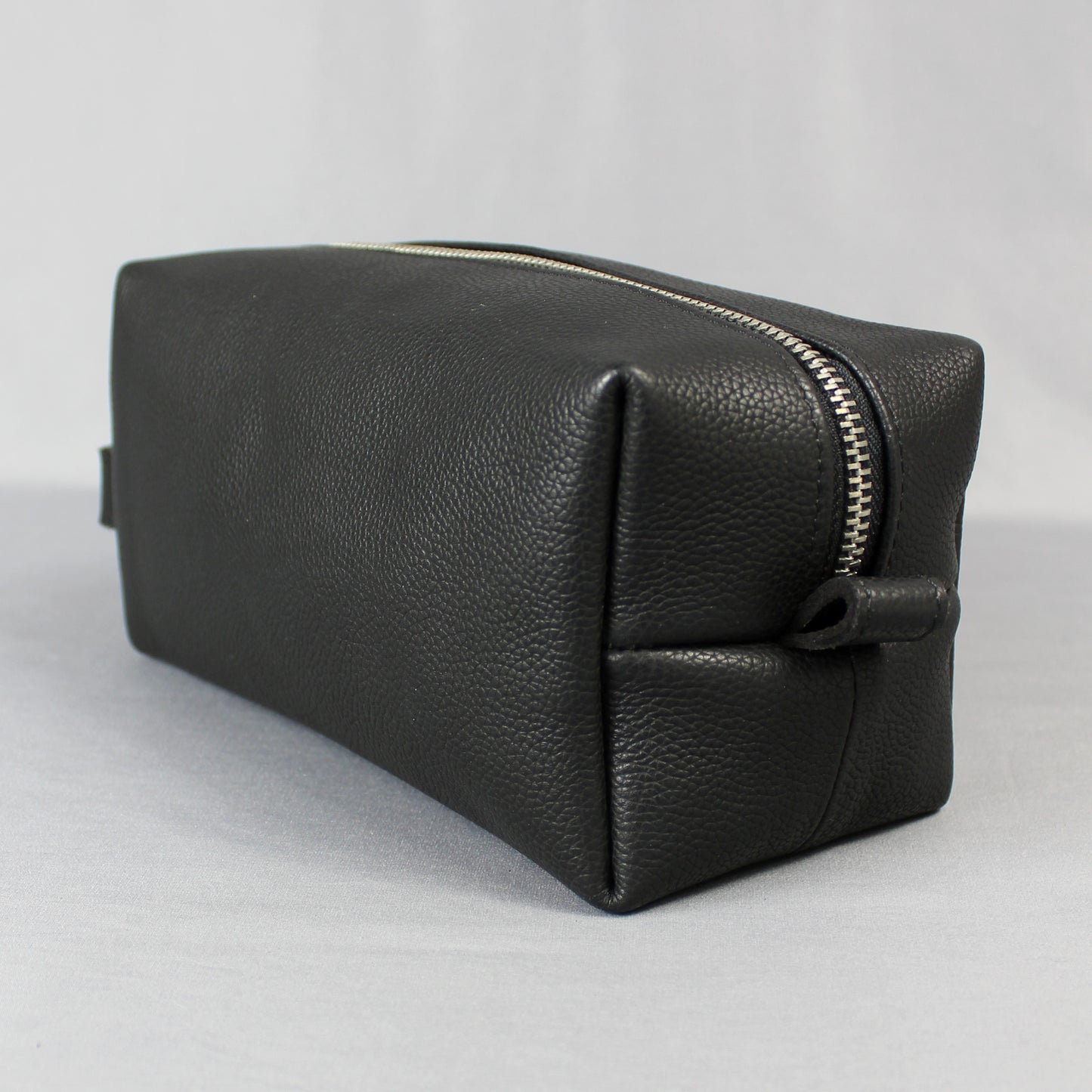 LeatherCo Black Leather Cosmetics Bag With Gunmetal Zip