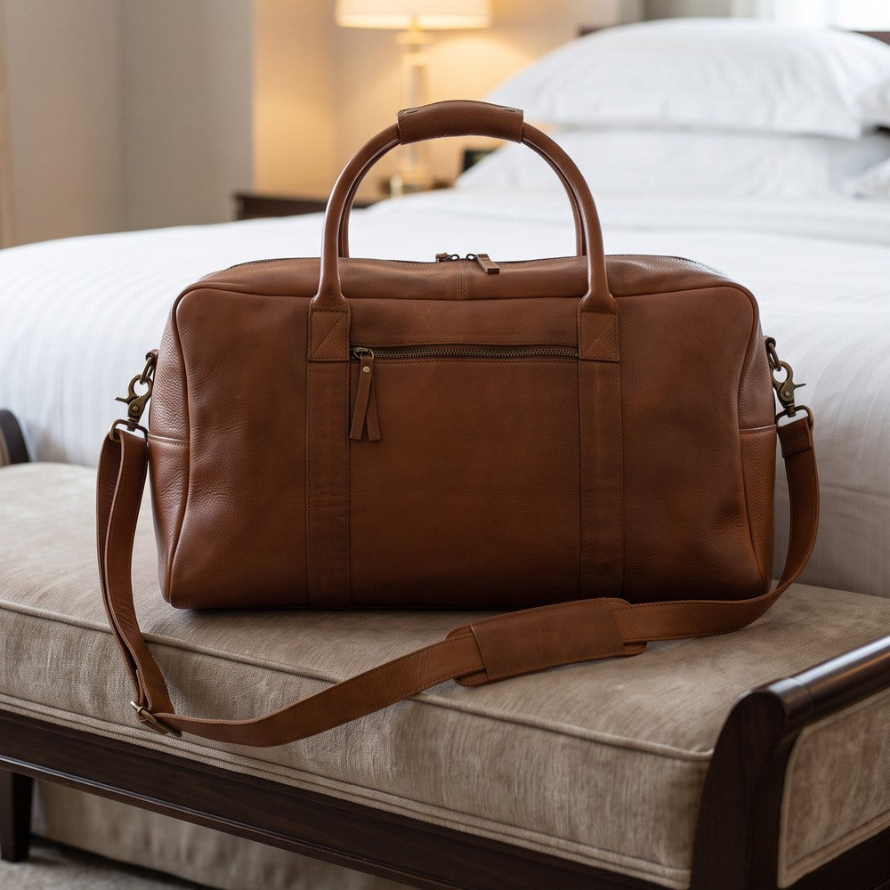 Walnut Leather Overnight Bag