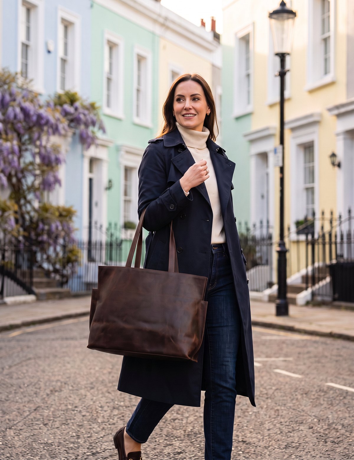 Brown Leather Maxi Tote Bag