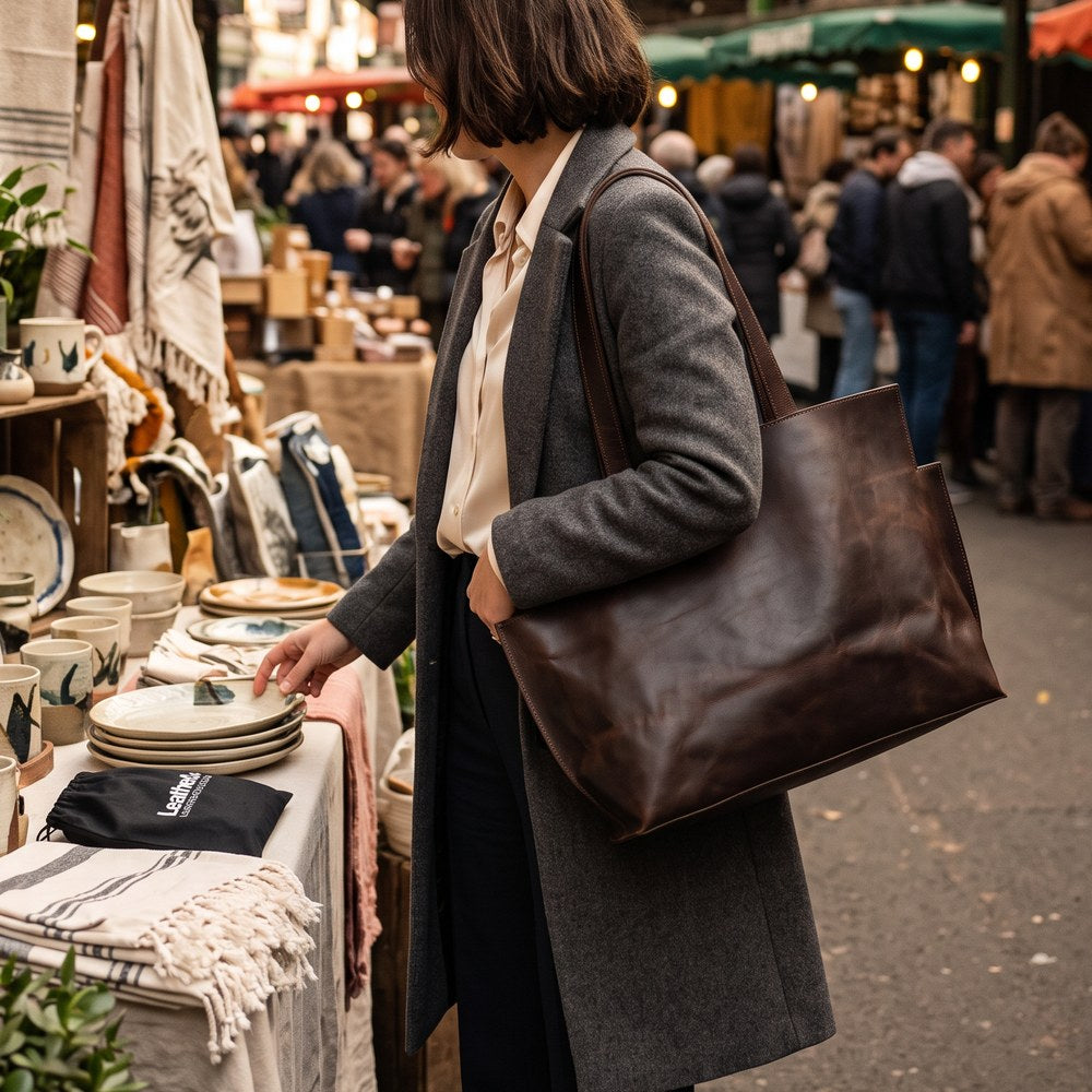 Brown Leather Tote Bag